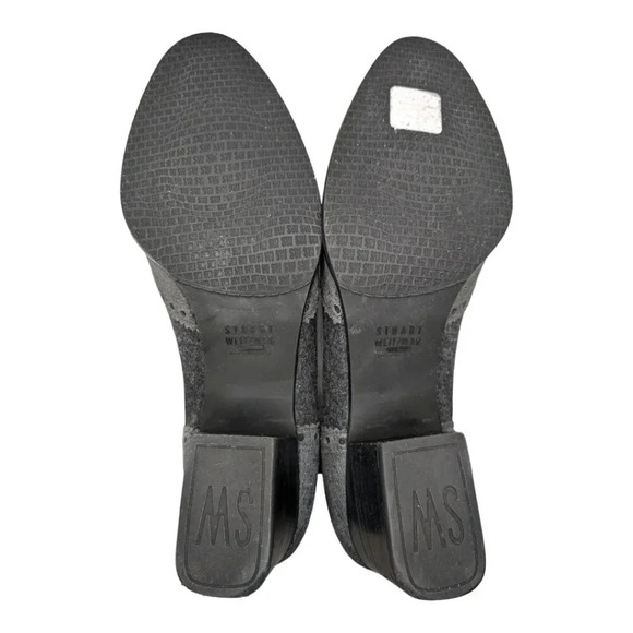 Stuart Weitzman Womens Grey Charcoal Mid Block Heel Tassel Loafers Size 9.5M - Picture 5 of 6